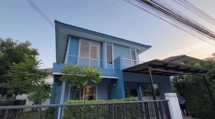 ทาสีบ้านเดี่ยว บางนา ฟ้าคราม สีอย่างสวย !!