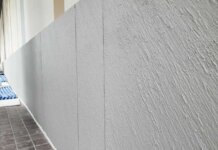 สีเท็กเจอร์ ผนังลายหินทราย ตกแต่งชายล่างทางเดิน ดีเยี่ยม สีเท็กเจอร์ ผนังลายหินทราย