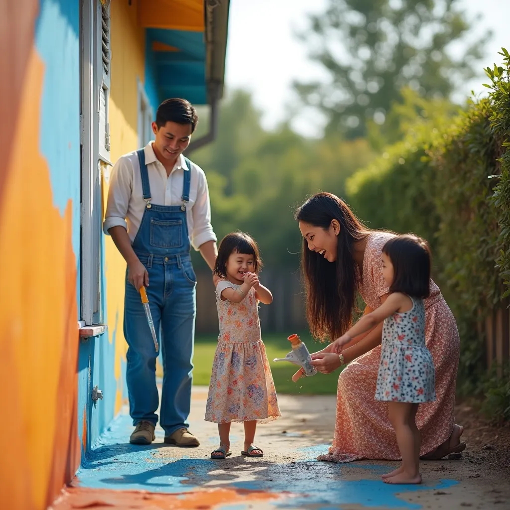 ทาสีบ้านกับครอบครัว